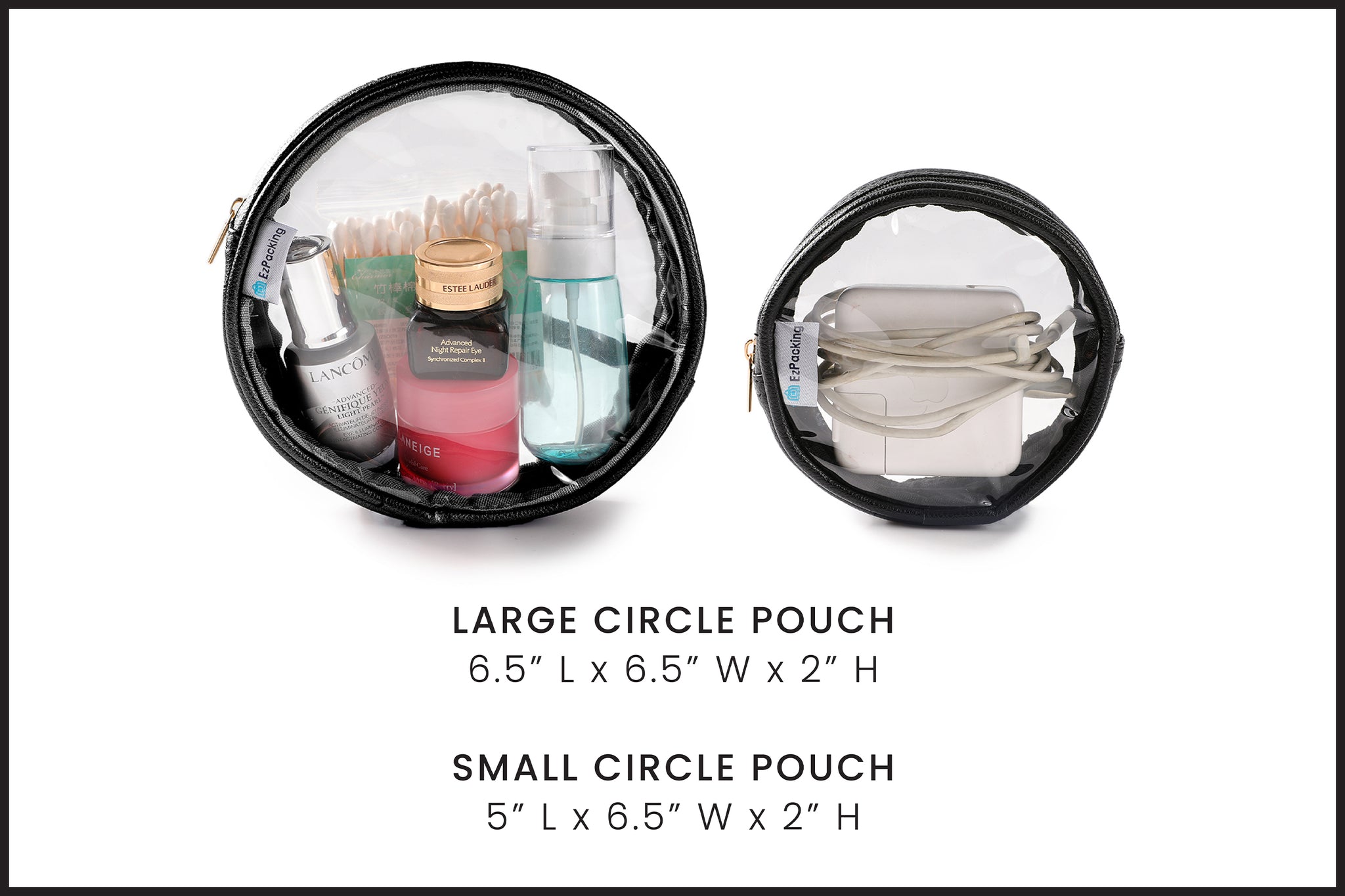 Clear Round Makeup Bag (2PC Set) - Transparent Circle Cosmetic Pouch ...