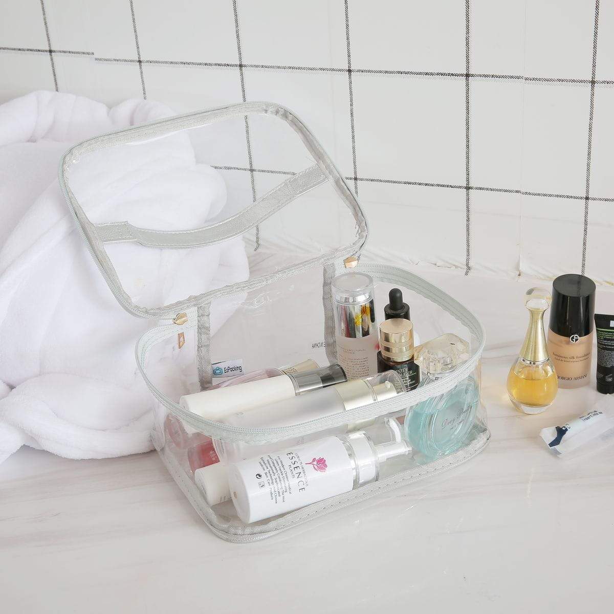 Large Clear Makeup Toiletry Bag for Travel - Transparent Cosmetics ...